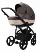 Adamex Carucior pentru copii 2 in 1 Lanti PS28 Pliabil landou cu salteluta copertina reglabila roti frontale pivotante cu dubla suspensie si husa de ploaie inclusa Linen EcoLeather Brownstone