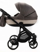 Adamex Carucior pentru copii 2 in 1 Lanti PS28 Pliabil landou cu salteluta copertina reglabila roti frontale pivotante cu dubla suspensie si husa de ploaie inclusa Linen EcoLeather Brownstone