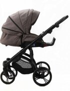 Adamex Carucior pentru copii 2 in 1 Lanti PS28 Pliabil landou cu salteluta copertina reglabila roti frontale pivotante cu dubla suspensie si husa de ploaie inclusa Linen EcoLeather Brownstone
