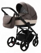 Adamex Carucior pentru copii 2 in 1 Lanti PS28 Pliabil landou cu salteluta copertina reglabila roti frontale pivotante cu dubla suspensie si husa de ploaie inclusa Linen EcoLeather Brownstone