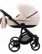 Adamex Carucior pentru copii 2 in 1 Lanti PS33 Pliabil landou cu salteluta copertina reglabila roti frontale pivotante cu dubla suspensie si husa de ploaie inclusa Linen EcoLeather Sandstone
