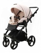 Adamex Carucior pentru copii 2 in 1 Lanti PS33 Pliabil landou cu salteluta copertina reglabila roti frontale pivotante cu dubla suspensie si husa de ploaie inclusa Linen EcoLeather Sandstone