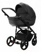 Adamex Carucior pentru copii 2 in 1 Lanti PS35 Pliabil landou cu salteluta copertina reglabila roti frontale pivotante cu dubla suspensie si husa de ploaie inclusa Linen EcoLeather Dark Gray