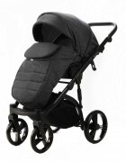 Adamex Carucior pentru copii 2 in 1 Lanti PS35 Pliabil landou cu salteluta copertina reglabila roti frontale pivotante cu dubla suspensie si husa de ploaie inclusa Linen EcoLeather Dark Gray