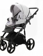 Adamex Carucior pentru copii 2 in 1 Lanti PS46 Pliabil landou cu salteluta copertina reglabila roti frontale pivotante cu dubla suspensie si husa de ploaie inclusa Linen EcoLeather Pearl