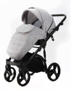 Adamex Carucior pentru copii 2 in 1 Lanti PS79 Pliabil landou cu salteluta copertina reglabila roti frontale pivotante cu dubla suspensie si husa de ploaie inclusa Linen EcoLeather Grey Heather
