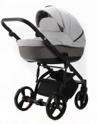 Adamex Carucior pentru copii 2 in 1 Lanti PS79 Pliabil landou cu salteluta copertina reglabila roti frontale pivotante cu dubla suspensie si husa de ploaie inclusa Linen EcoLeather Grey Heather