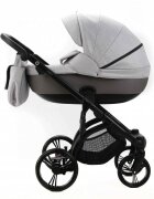 Adamex Carucior pentru copii 2 in 1 Lanti PS79 Pliabil landou cu salteluta copertina reglabila roti frontale pivotante cu dubla suspensie si husa de ploaie inclusa Linen EcoLeather Grey Heather