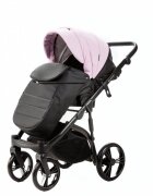 Adamex Carucior pentru copii 2 in 1 Lanti SD101 pliabil landou cu salteluta copertina reglabila roti frontale pivotante 360 cu dubla suspensie si husa de ploaie inclusa Full EcoLeather Pink Black