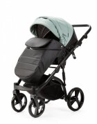 Adamex Carucior pentru copii 2 in 1 Lanti SD103 pliabil landou cu salteluta copertina reglabila roti frontale pivotante 360 cu dubla suspensie si husa de ploaie inclusa Full EcoLeather Black Jade