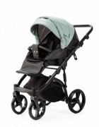 Adamex Carucior pentru copii 2 in 1 Lanti SD103 pliabil landou cu salteluta copertina reglabila roti frontale pivotante 360 cu dubla suspensie si husa de ploaie inclusa Full EcoLeather Black Jade