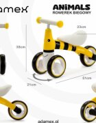 Adamex Tricicleta pentru copii Animals fara pedale cu 3 roti sistem de blocare a rotirii ghidonului testata EN71 pentru interior exterior sezut moale +12 luni Bee