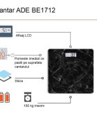 ADE Cantar corporal electronic BE1712 Aurora Model Marmura ecran LCD negru