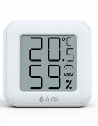 AIRBI Termometru si higrometru digital smile de camera ecran LCD suport expandabil cu magnet alb BI1040