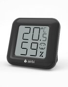 AIRBI Termometru si higrometru digital smile de camera ecran LCD suport expandabil cu magnet negru