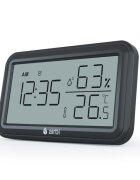 AIRBI Termometru si higrometru Line digital de camera ceas cu alarma si suport expandabil negru BI1052