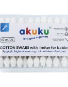 Akuku Betisoare de urechi 60 buc cu protectie pentru bebelusi si copii
