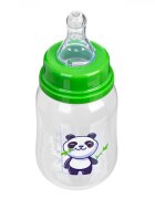 Akuku Biberon anticolici 125ml Panda cu tetina cu flux lent din siliconmateriale sigure fara BPAcapac cu filet etans care impiedica varsarea