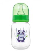 Akuku Biberon anticolici 125ml Panda cu tetina cu flux lent din siliconmateriale sigure fara BPAcapac cu filet etans care impiedica varsarea