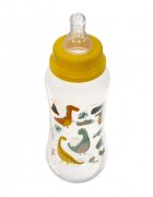 Akuku Biberon anticolici 250ml Friendly Dino cu tetina din siliconmateriale sigure fara BPAcapac cu filet etans care impiedica varsarea