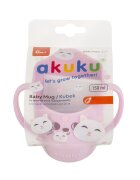 Akuku Cana antrenament cu manere pentru copii BabyMug Pink Catcapacitate 150mlmateriale sigure fara BPAmargine tesita ce permite bautul fara a inclina capul pe spatecompatibil masina de vase