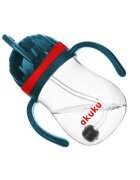 Akuku Cana de antrenament AlbastruRosu 280ml anti-varsare cu manere si pai cu greutatecapac mobil de protectie