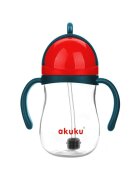 Akuku Cana de antrenament AlbastruRosu 280ml anti-varsare cu manere si pai cu greutatecapac mobil de protectie