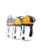 Akuku Cana de antrenament NavyGalben 280ml anti-varsare cu manere si pai cu greutatecapac mobil de protectie