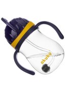 Akuku Cana de antrenament NavyGalben 280ml anti-varsare cu manere si pai cu greutatecapac mobil de protectie