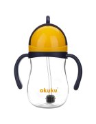Akuku Cana de antrenament NavyGalben 280ml anti-varsare cu manere si pai cu greutatecapac mobil de protectie