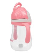 Akuku Cana de antrenament Pink 280ml anti-varsare cu manere si pai cu greutatecapac mobil de protectie