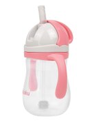Akuku Cana de antrenament Pink 280ml anti-varsare cu manere si pai cu greutatecapac mobil de protectie