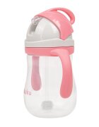 Akuku Cana de antrenament Pink 280ml anti-varsare cu manere si pai cu greutatecapac mobil de protectie