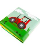 Akuku Carticica moale de baie First Steps cu 10 pagini colorate si chitaitoaremateriale siguredimensiune 12x12 cmvarsta recomandata peste 6 luni