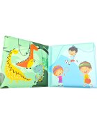 Akuku Carticica moale de baie First Steps cu 10 pagini colorate si chitaitoaremateriale siguredimensiune 12x12 cmvarsta recomandata peste 6 luni