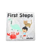 Akuku Carticica moale de baie First Steps cu 10 pagini colorate si chitaitoaremateriale siguredimensiune 12x12 cmvarsta recomandata peste 6 luni