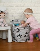 Akuku Cos pliabil textil Panda pentru jucariihaine cu manere practiceinterior impermeabildimensiune 37x43 cmsupraimprimare cu desene