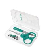 Akuku Kit de manichiura pentru bebelusi si copii Verde cu forfecutaunghiera din otel inoxidabil cu limitator si pila de unghiicutiuta depozitare inclusa