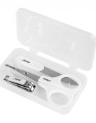 Akuku Kit de manichiura pentru bebelusi si copii White cu forfecutaunghiera din otel inoxidabil cu limitator si pila de unghiicutiuta depozitare inclusa
