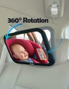 Akuku Oglinda auto pentru supravehere copii 248 x 18 cm curelele solide reglabile reglarea unghiului de vizualizare la 360grade