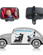 Akuku Oglinda auto pentru supravehere copii 248 x 18 cm curelele solide reglabile reglarea unghiului de vizualizare la 360grade