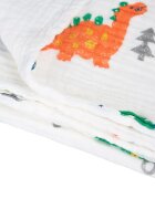Akuku Patura multifunctionala din muselina pentru bebelusi Dino 110x105 cmtesatura usoara din bumbacutilizare caruciorpatutscaun automaterial respirabil