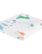 Akuku Patura multifunctionala din muselina pentru bebelusi Dino 110x105 cmtesatura usoara din bumbacutilizare caruciorpatutscaun automaterial respirabil