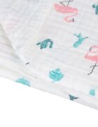 Akuku Patura multifunctionala din muselina pentru bebelusi Flamingo 110x105 cmtesatura usoara din bumbacutilizare caruciorpatutscaun automaterial respirabil