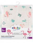 Akuku Patura multifunctionala din muselina pentru bebelusi Flamingo 110x105 cmtesatura usoara din bumbacutilizare caruciorpatutscaun automaterial respirabil