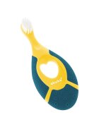 Akuku Periuta de dinti First brush AlbastruGalben pentru bebelusi si copiiperi moimaner siliconcapac inclusrecomandat pentru 0-2 ani