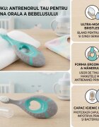 Akuku Periuta de dinti First brush MintGri pentru bebelusi si copiiperi moimaner siliconcapac inclusrecomandat pentru 0-2 ani