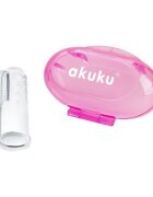 Akuku Periuta de dinti si masaj pentru gingii din silicon roz