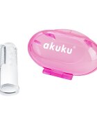 Akuku Periuta de dinti si masaj pentru gingii din silicon roz