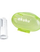 Akuku Periuta de dinti si masaj pentru gingii din silicon verde